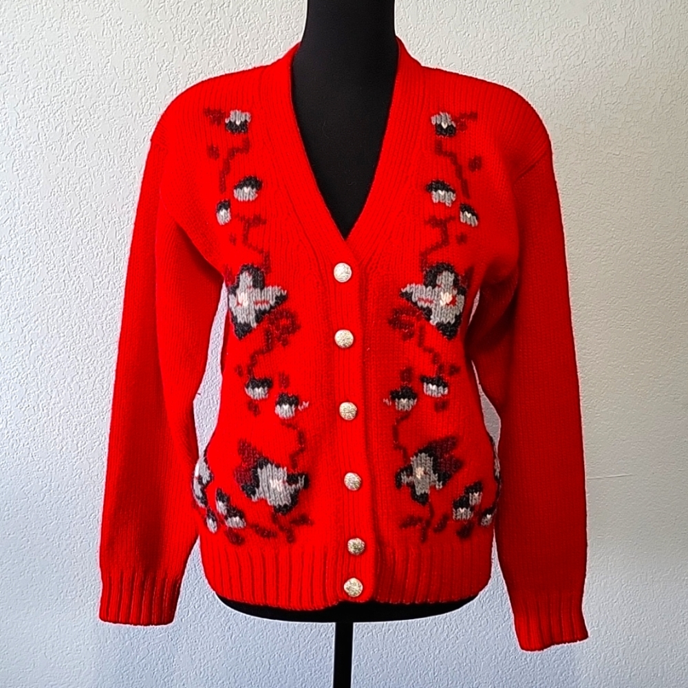 Vintage Jones Hand Embroidered Wool Sweater Size M